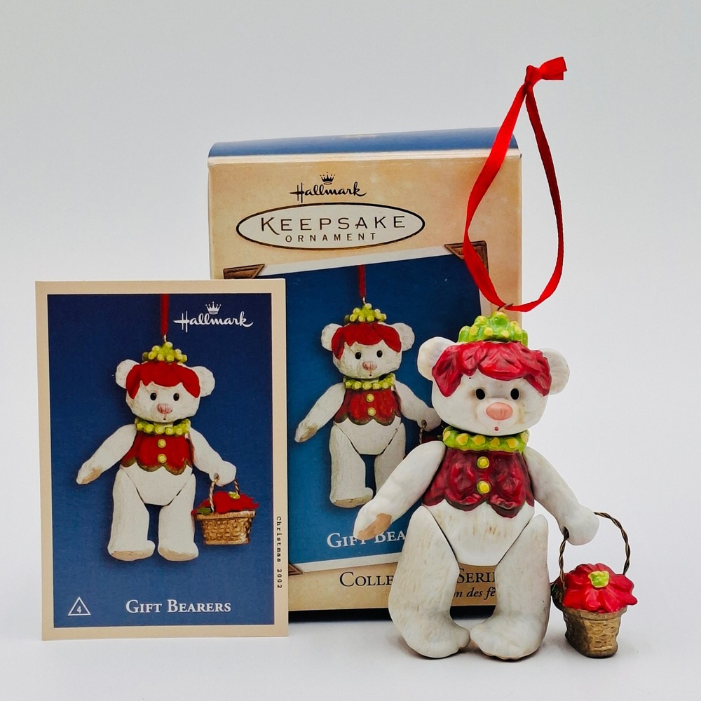 2002 Hallmark Keepsake Ornament Gift Bearers #4 Porcelain Jointed Bear
